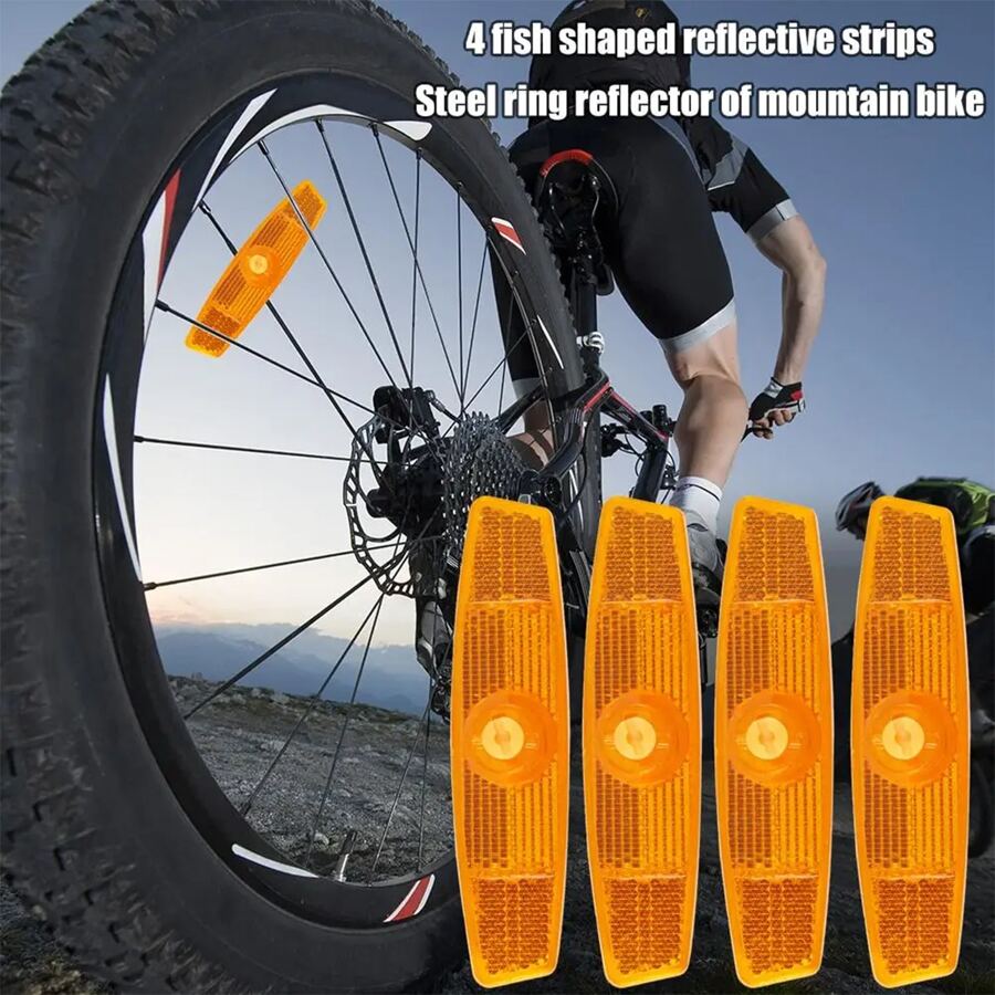 2/4pcs Mountain Road Bike Spoke Reflectors Wheel Rim Reflector Lights Cycling Accessories - Yellow - View 1