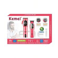 Tông đơ cắt tóc điện Kemei Km-8502 dành cho nam, sạc pin USB, tuổi thọ cao, quà tặng hoàn hảo cho Ngày của Cha, Quà tặng Halloween, Quà tặng Giáng sinh - Hồng - Xem 5