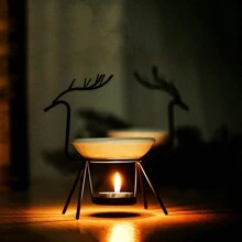 Deer Design Candle Holder - Black and White - View 1
