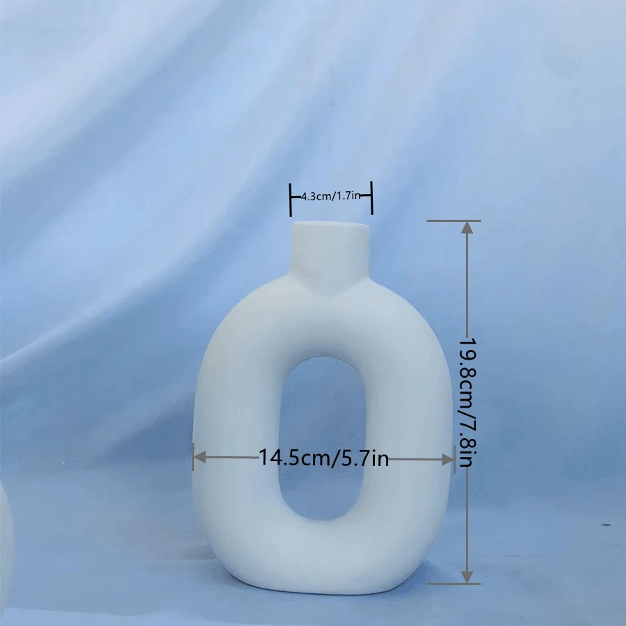 7Inch Ceramic Flower Vase, Narrow Mouth Vase, White Dried Flower Vase