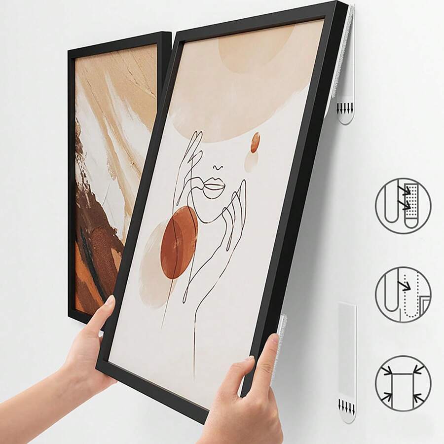 12Pairs (24 Strips) Picture Hanging Strips Heavy Duty, Large Adhesive