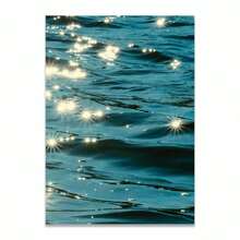 1 件蓝棕色闪光海面风景海报印刷墙面艺术画帆布画客厅家居装饰礼物无框 - 彩色 - 查看 26
