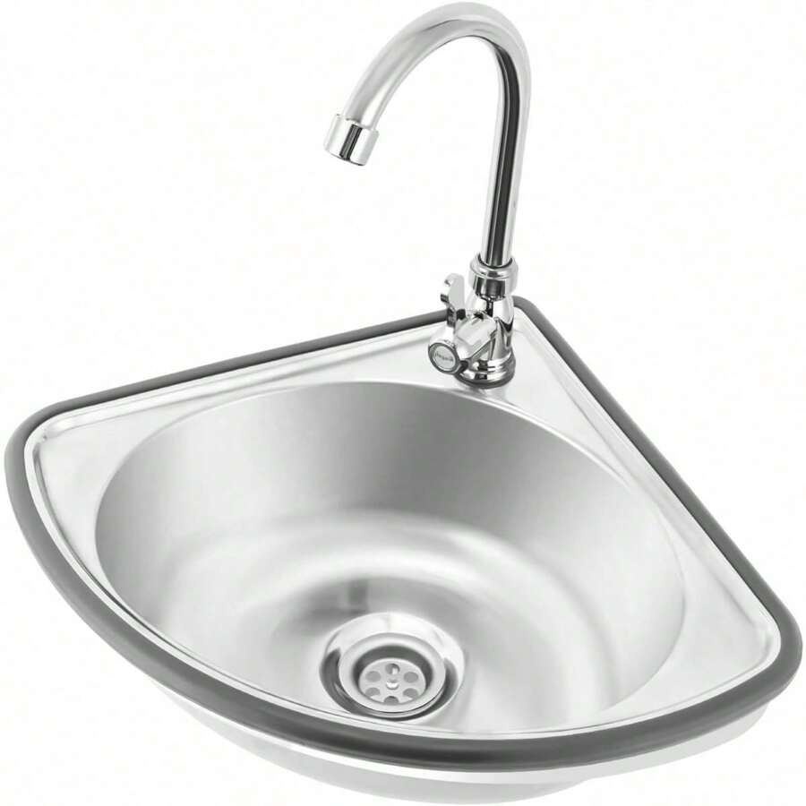 ZhdnBhnos Stainless Steel Single Bowl Sink WallMounted Triangle Wash