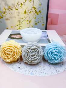 1套花卉系列硅胶模具和石膏模具，包括山茶花、玫瑰、牡丹、莲花等，适合DIY爱好者 - 白色 - 查看 1