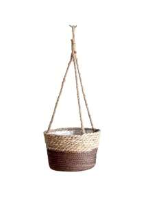 Handcrafted Woven Basket Hanging Planter With Jute Rope - Perfect For Indoor Or Outdoor Decor (Random Color) Gifts Birthday Graduation