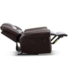 Vintage Old Rivet Decoration Leather Manual Sofa Chair Recliner Holiday Gift For The Elderly - 酒紅色 - 查看 9