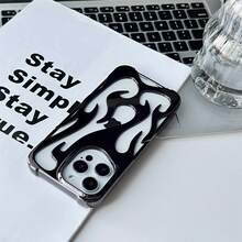 时尚新款电镀镂空散热火焰纹全覆盖防摔手机壳保护套适用于 Iphone 16 系列 - 黑色 - 查看 5