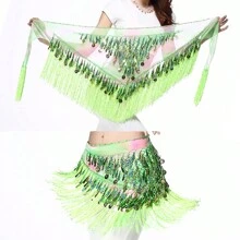肚皮舞腰链亮片腰带臀巾流苏三角腰巾拉丁舞腰带 - 彩色 - 查看 9
