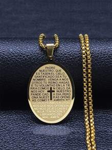 Bible Cross Pendant Necklace For Women And Men Gold/Silver Stainless Steel Spain Our Father Medal Lord's Prayer Jewelry - Necklace - View 13