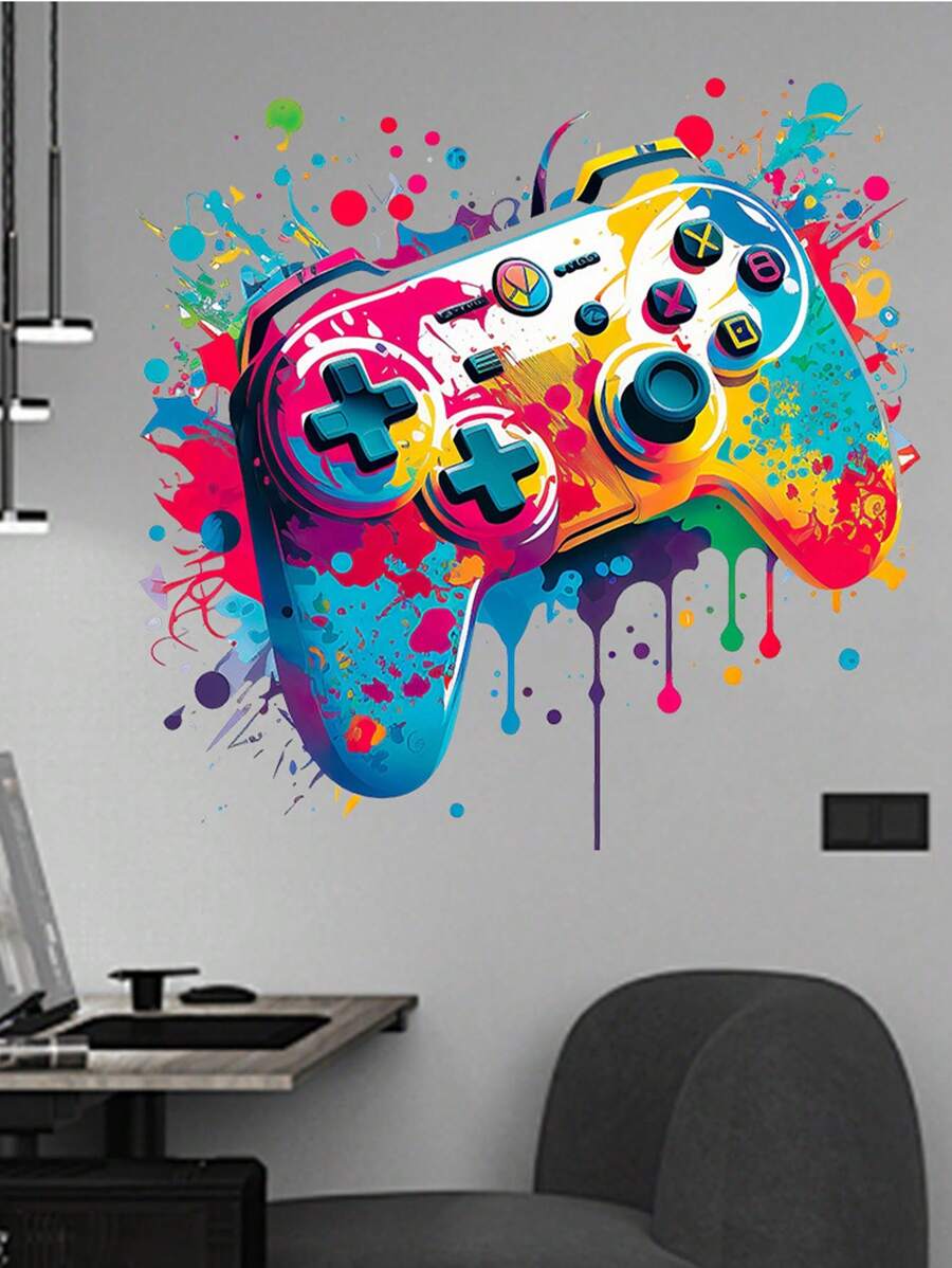 mama look Hình dán tường tay cầm chơi game 3D cao cấp - Hiệu ứng màu nước, Decal PVC tự dính chống thấm nước, Thích hợp cho phòng chơi game và quán internet, Hình dán, Decal dán tường, Decal vinyl, Trang trí nhà cửa, Trang trí mùa xuân, Làm mới không gian sống, Quà tặng hình dán trang trí Rama, Sinh nhật, Tốt nghiệp - Nhiều màu - Xem 1