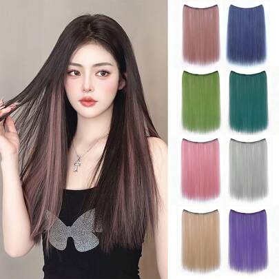 20Inch Long Straight Hairstyle Hairpiece Boten Color Synthetic 4 Clip In Hair Extensions Natural Wig For Women