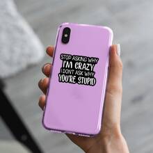 1PC, Funny 3 Inch Removable Outdoor Waterproof Vinyl Creative Gift Sticker"STOP ASKING WHY I'M CRAZY, I DON'T ASK WHY YOU'RE STUPID"Suitable For Laptops, Tablets, Cell Phone Cases, Diaries, Planners, Desks, School Bags