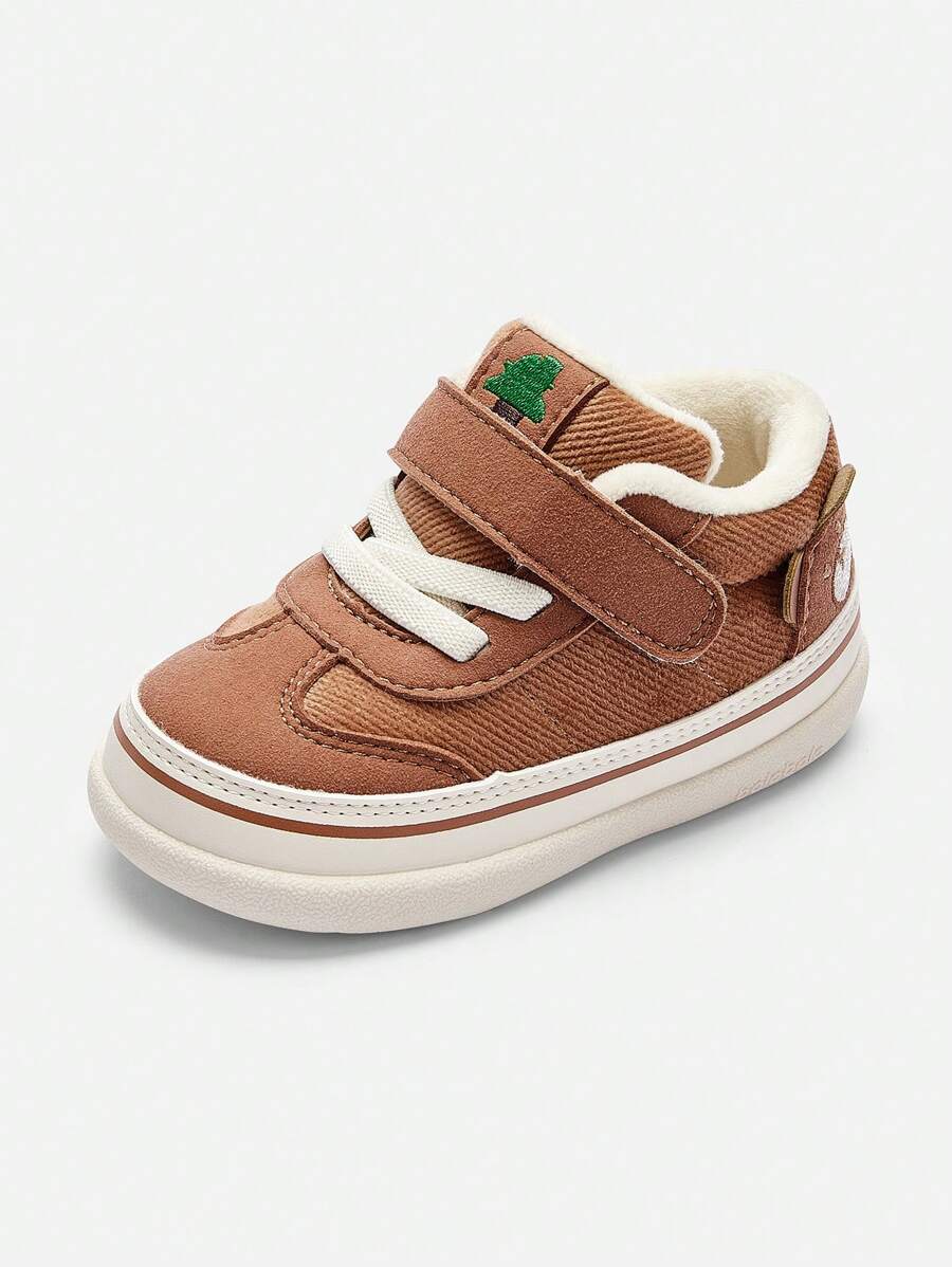 Balabala Baby Walking Shoes Thermal Lined Thick Boys' Shoes For Fall/Winter, Cartoon Anti-Slip Casual Shoes