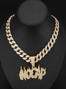 قلادة معلق بشكل حرف النار "لا قبعة" بحجر راين بنفسجي قطعة واحدة ، طراز كلاسيكي مناسب للارتداء اليومي للرجال والنساء