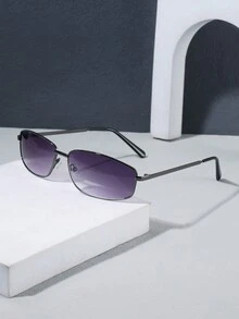 1 件男士轻奢金属矩形潮流时尚眼镜适合日常外出和工作通勤使用 - 彩色 - 查看 9