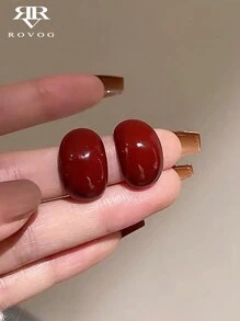 1 par de pendientes de diseño vintage de alta gama estilo francés refinado y minimalista en rojo para mujeres, para banquetes