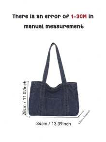 1pc Personalized Embroidered Custom Name's High-Quality Blue Canvas Tote Bag, Large Capacity Commute/Work/Shopping Shoulder Bag For Women, Minimalist Design Tote Bags For Women & Tote Bag Large, Local - 彩色 - 查看 3