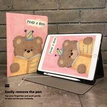 1PC Ipadair6保护套9/10代书本款带笔槽新款油画熊10.2英寸Pro11 - 藍色 - 查看 6