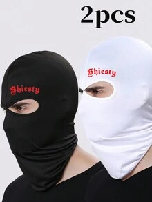 男女通用 1 件/2 件 Shiesty 字母印花 2 孔全脸面罩薄速干拉法帽面罩适用于摩托车自行车狩猎骑行帽滑雪防晒帽 - 彩色 - 查看 1
