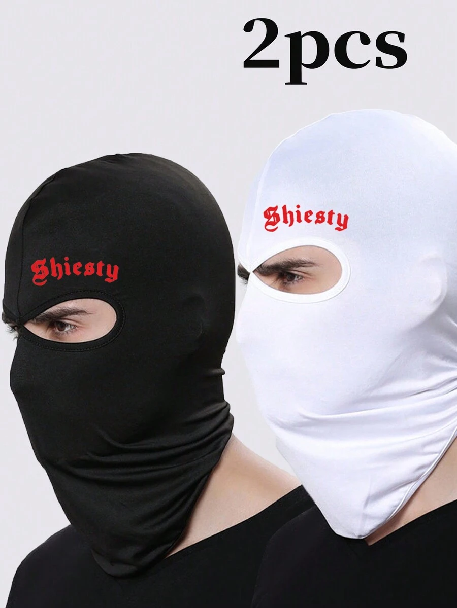 男女通用 1 件/2 件 Shiesty 字母印花 2 孔全脸面罩薄速干拉法帽面罩适用于摩托车自行车狩猎骑行帽滑雪防晒帽 - 彩色 - 查看 1