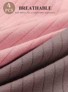 4pcs Women's Cotton Underwear High Waist Comfortable And Soft Underpants - 彩色 - 查看 4