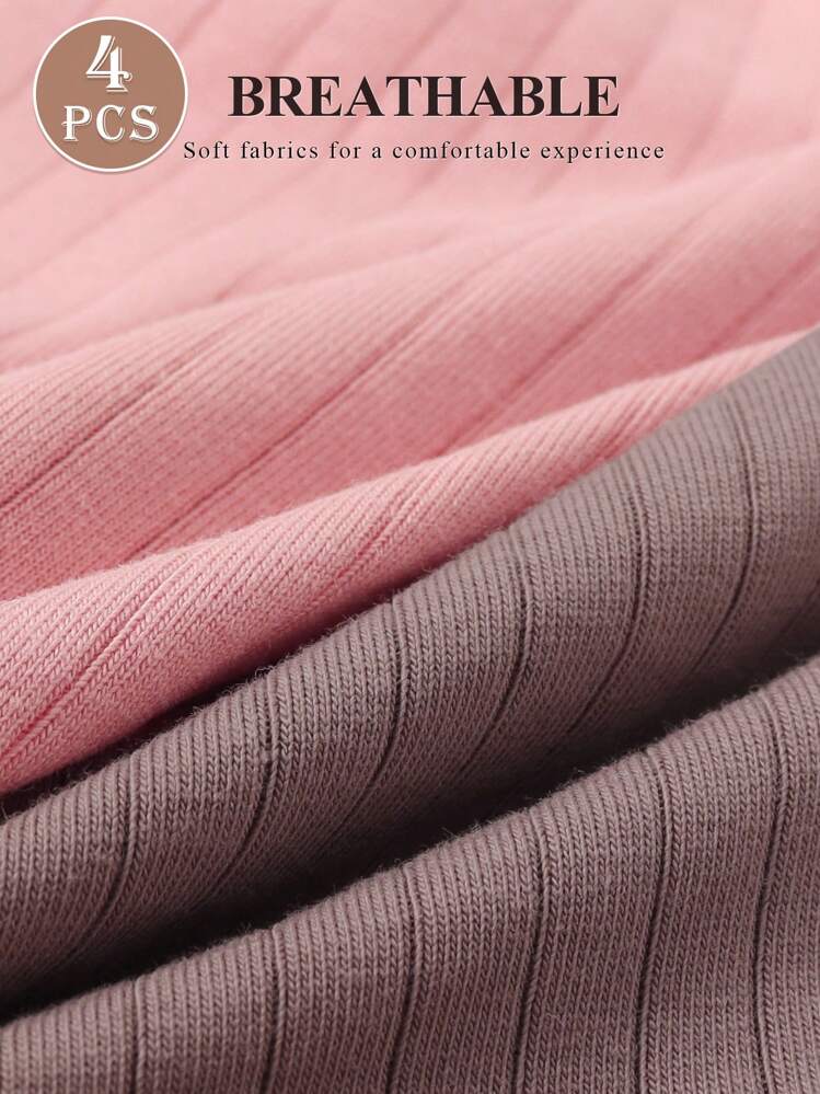 MIOTAN 女性用ハイウエスト ソフトコットンショーツ 4枚パック - マルチカラー - 見る 4