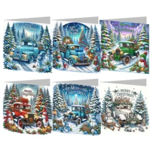 6 tấm thiệp chúc mừng kim cương trang trí xe hơi Giáng sinh - nhiều màu - Xem 1