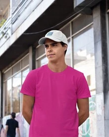 Men's T-Shirt 100% Cotton Premium White Dragon Streetwear Shirt - Hot Pink - View 2