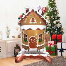 Người đàn ông bánh gừng đứng cỡ lớn mới, Bóng bay lá kim loại hình ngôi nhà kẹo Giáng sinh đứng cỡ lớn, Bóng bay trang trí tiệc Giáng sinh & Năm mới - Nhiều màu - Xem 9