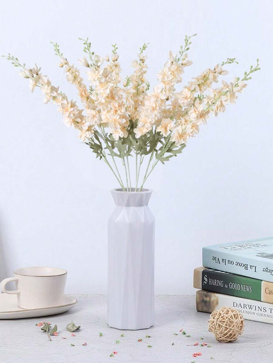 2 Pcs Delphinium Fake Flowers Wedding Bouquet Blossoms Flowers Stems Silk Garden Larkspur Plant Spray Long Stem Flower For Vase Floral Arrangement Table Centerpiece Decor Flower - 香檳色 - 查看 1