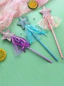1Pc Glitter Star Wands Princess Angel Fairy Star Magic Wands Girls Fairy Magic Dress-Up Star Wand Angel Fairy Costume Props Wands Sticks For Birthday Christmas Party - Multicolor - View 5