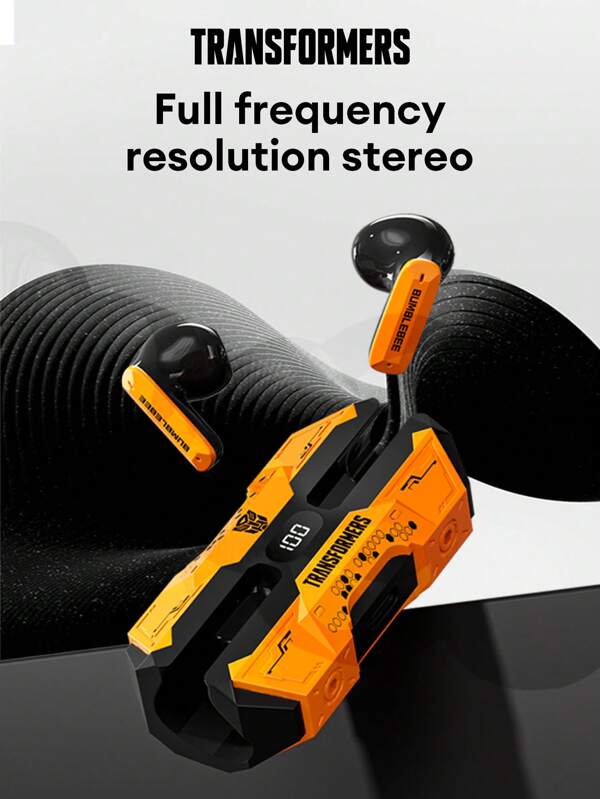 TRANSFORMERS TRANSFORMERS Bumblebee TF-T51 Bluetooth Earphones With Smart Noise Cancellation, Semi-In-Ear Design, Stable 5.4 Stereo Sound Effect, High-Quality Microphone, Music, Sports, Gaming, Low Latency, Long Battery Life, Wireless Earphones Compatible With Phones & Computers