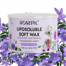 ROSEPIL 花香软蜡 - 368 克罐装，温和粘性脱毛体蜡，即用型，可重复使用，非常适合腋下、腿部、手臂、背部，适合所有皮肤类型和头发，有黄色栀子花、紫色紫罗兰、蓝色洋甘菊可供选择 - 紫色 - 查看 4