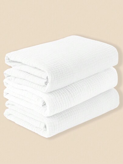 3 Pcs Multi-Color Muslin Swaddle Blankets, Baby Stroller Wind Cover, Infant Receiving Blankets