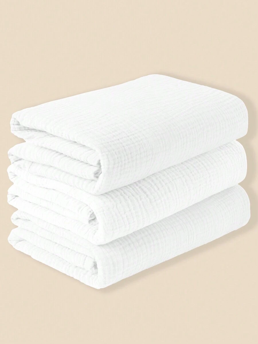 3 chiếc chăn quấn vải muslin nhiều màu, chăn chắn gió cho xe đẩy em bé, chăn quấn trẻ sơ sinh - trắng - Xem 1