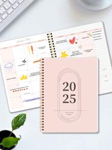 1 The Multi-Color Planner From Jan. 2025 To Dec. 2025, Week Plan, Month Plan, Time Task Multi-Function Task Plan, Can Improve Work Efficiency Planner, Perfect And Multi-Functional Gifts For Christmas, Halloween, Thanksgiving & Birthday Back To School - Multicolor - View 2