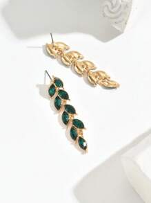 1 对女士时尚耳环复古水滴耳朵小麦镶嵌祖母绿水晶吊坠耳环 - 彩色 - 查看 3