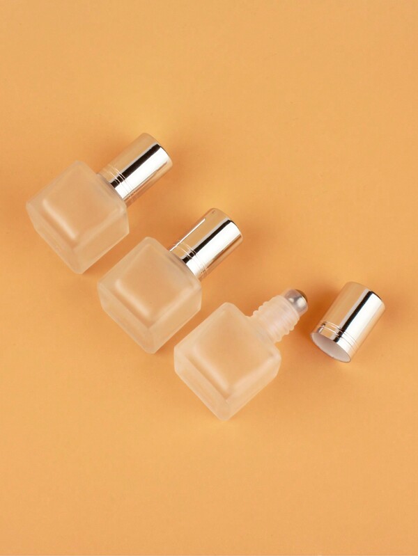 2pcs|3pcs|5pcs|10pcs|20pcs Set Of Square Frosted 6ml Refillable Glass Roll-On Bottles For Cosmetic Water, Portable Mini Essential Oil & Perfume Containers