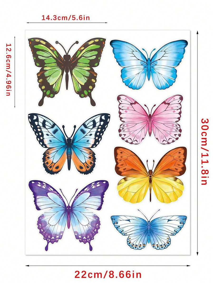 1pc Cartoon Butterfly Wall Sticker, SelfAdhesive For Kids Room, Fridge
