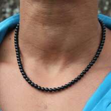 8MM Men Women Lava Necklace Volcanic Rock Bead Strand Choker Necklace Jewelry