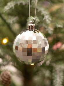 12 quả bóng Giáng sinh màu trơn, đồ trang trí cây thông Noel - Bạc - Xem 4