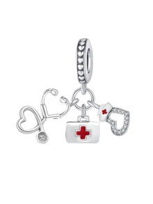 1 Mặt dây chuyền hình trái tim mạ bạc Giáng sinh phù hợp làm vòng tay trang sức DIY cho phụ nữ - Bạc - Xem 3