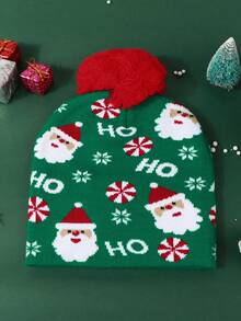 1 件时尚圣诞时尚随机图案无檐便帽，街头派对保暖护耳针织帽，男女通用圣诞设计，多功能防寒 - 針織帽 - 查看 4
