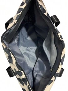 奶牛纹防水手提包，带购物袋，瑜伽包，大容量可折叠包，旅行包，游泳包，健身包，手提包，男女通用学生旅行行李包，个人物品包，大学背包，行李包，周末旅行包，医院包，返校用品包，学习用品包 - 黑與白 - 查看 8