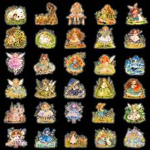 30pcs Transparent Holographic Princess Dress Stickers, Flare Skirt Girl Series Stickers, Christmas Glitter Laser Decoration Graffiti Stickers For Party Dress Up