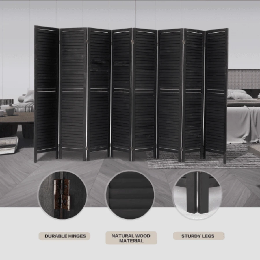 8 Panel Room Divider, Folding Room Divider Privacy Screen 5.6Ft Tall