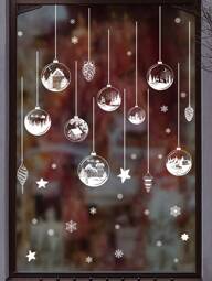 Window Clings Stickers, Snowflake Static Xmas Window Decals For Winter Frozen Party Decorations, Santa Claus Reindeer Decals For Holiday Party Supplies, Stickers, Wall Decal, Vinyl Decal For Home Decorations, Spring Decoration Items Refresh Your Home, Rama Decoration Stickers Christmas  Christmas Decor  Christmas Decorations Christmas Decoration Room Decor