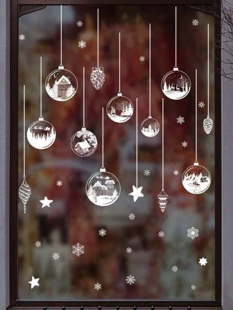 Raamstickers, statische sneeuwvlokken als raamstickers voor bevroren winterfeestdecoraties, stickers met rendieren van de Kerstman als feestbenodigdheden, stickers, muurstickers, vinyl stickers voor huisdecoraties, lentedecoraties om je huis op te frissen, Rama decoratiestickers