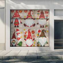 9 张圣诞窗贴，圣诞小矮人贴纸 - 卡通节日玻璃装饰 - 静电贴，不对称形状 - 节日派对用品 - 彩色 - 查看 4