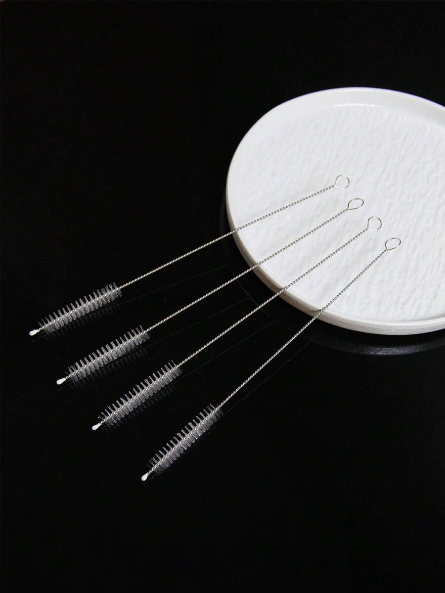 5/10/20 件 304 不锈钢尼龙吸管刷、硅胶和玻璃管清洁刷、婴儿奶瓶清洁刷 - 白色 - 查看 1